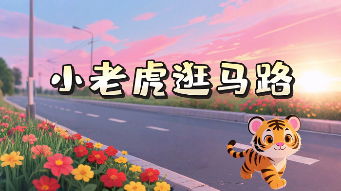 小老虎逛马路-少儿故事表演配乐背景视频