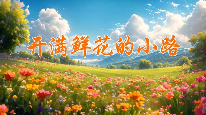开满鲜花的小路-小学二年级语文课文，少儿故事演讲朗诵配乐背景视频